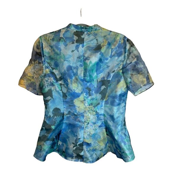 Alex Evenings Jacket Women's Size Medium Floral Sheer Blue - Picture 2 of 3